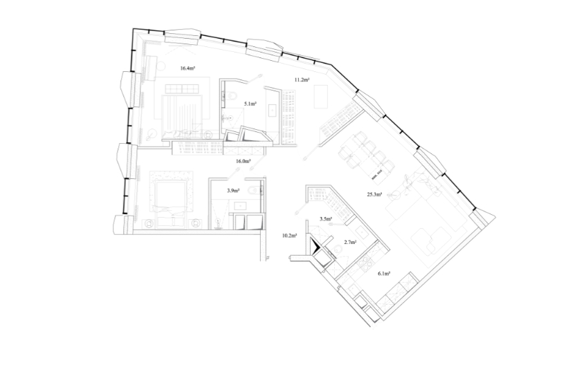 Пентхаус 6Б, Элитный дом «Chkalov», Земляной Вал ул., вл. 37, 105,9 кв.м