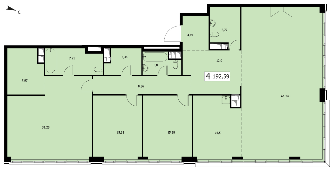 Пентхаус в ЖК «West Garden», ул. Минская, Корпус 13, 192,59 кв. м
