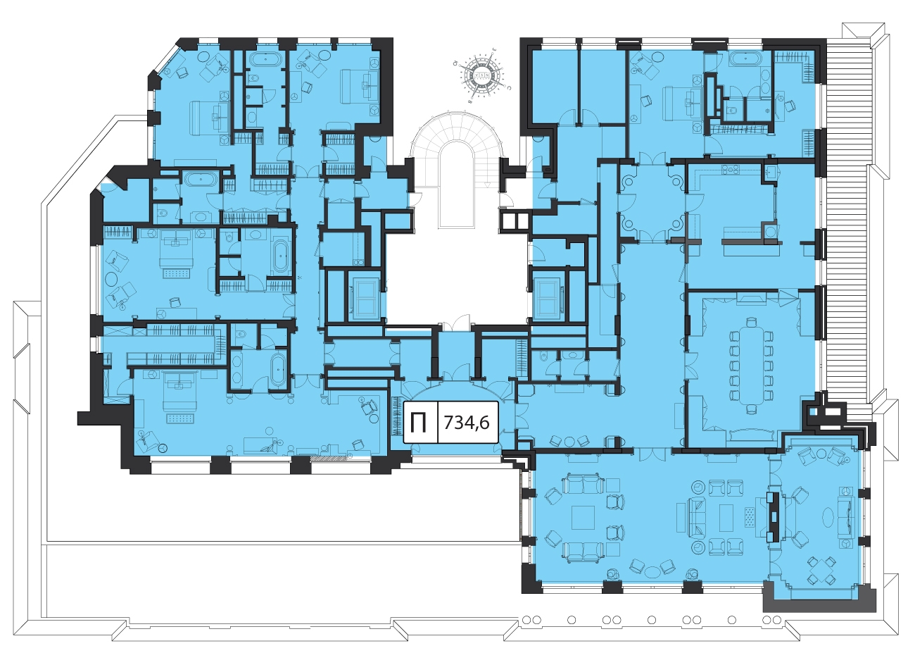 Пентхаус в ЖК «Малая Бронная 15», ул. Малая Бронная, д. 15Б, 712 кв.м.