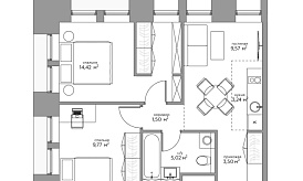 Одноуровневый пентхаус №242, Комплекс апартаментов «BAIRES», 65 кв.м.