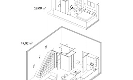 Двухуровневый пентхаус №238, Комплекс апартаментов «BAIRES», 67 кв.м.