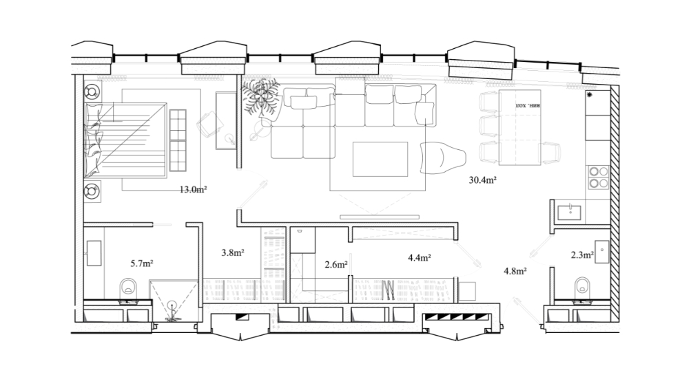 Пентхаус 4Б, Элитный дом «Chkalov», Земляной Вал ул., вл. 37, 66,8 кв.м