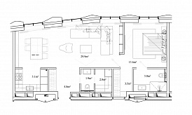 Пентхаус 2Б, Элитный дом «Chkalov», Земляной Вал ул., вл. 37, 68,3 кв.м