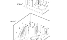 Двухуровневый пентхаус №235, Комплекс апартаментов «BAIRES», 60 кв.м.